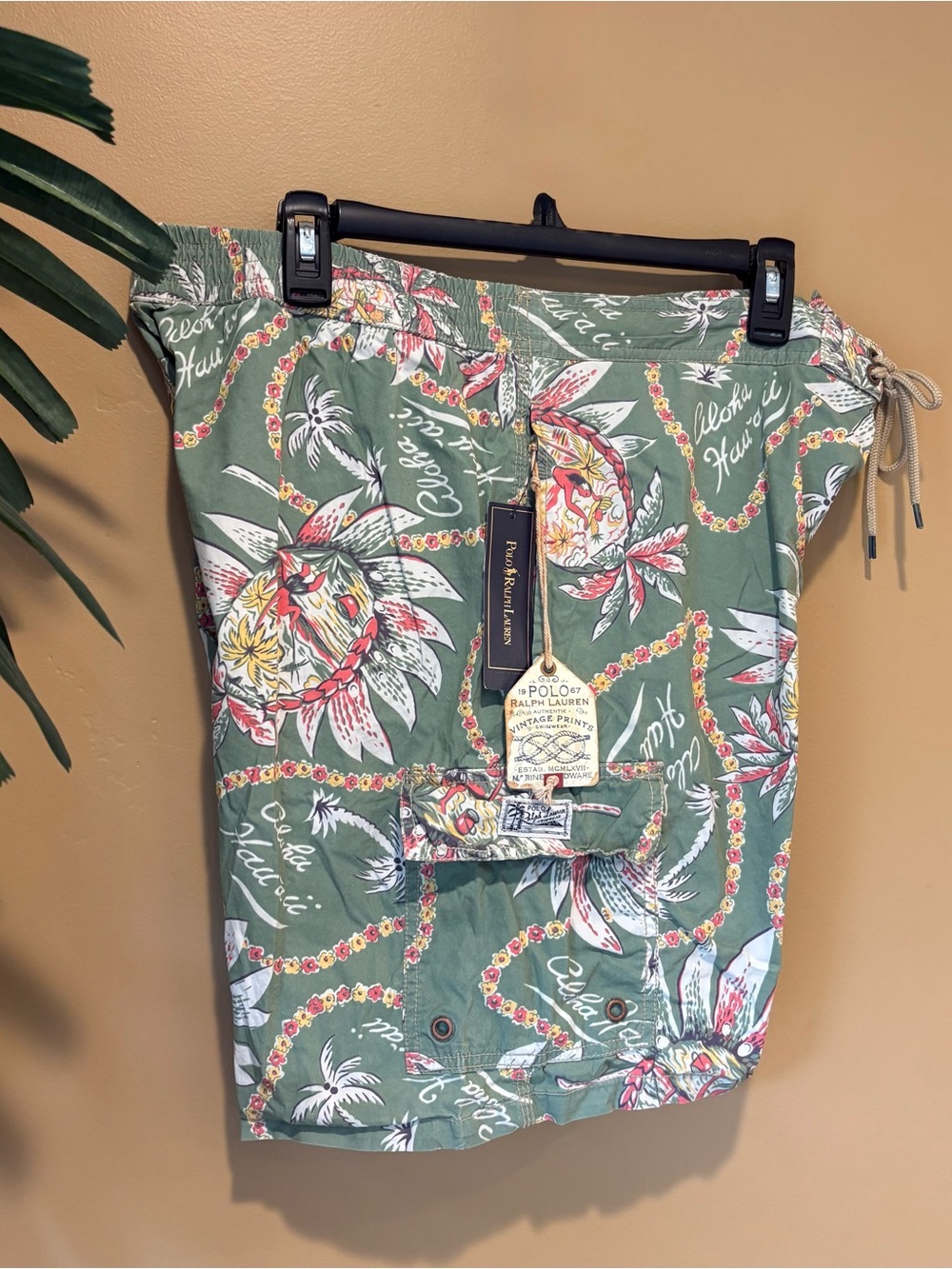 Polo Ralph Lauren Men’s Size 36-38” Vintage Aloha Hawaiian Print Swim Shorts
